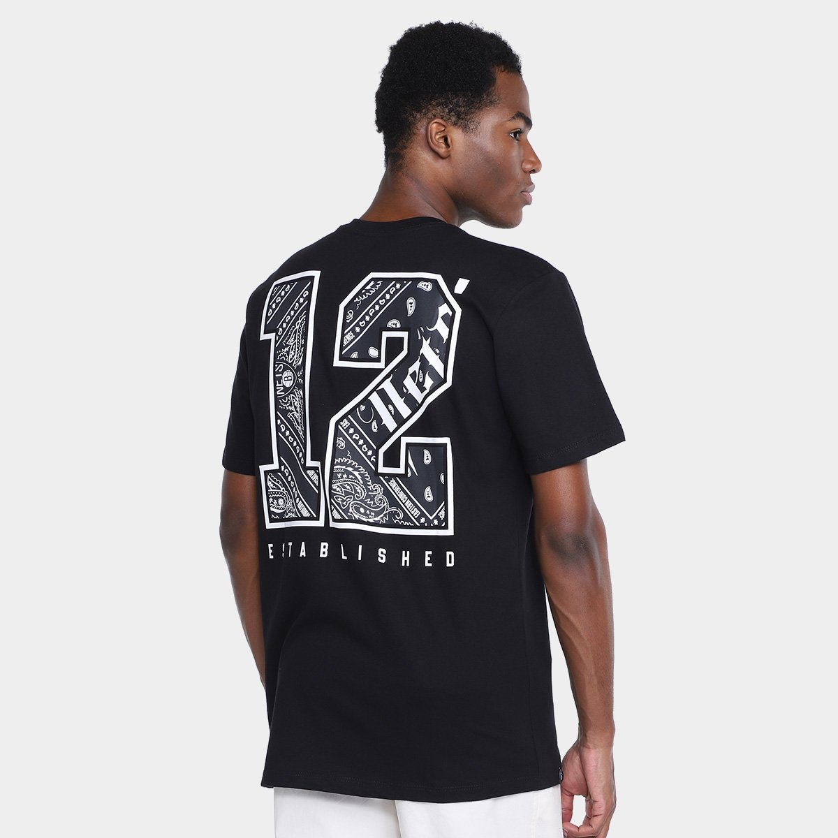 Miniatura Camiseta NBA Brooklyn Nets Paisley Masculina Preto - P