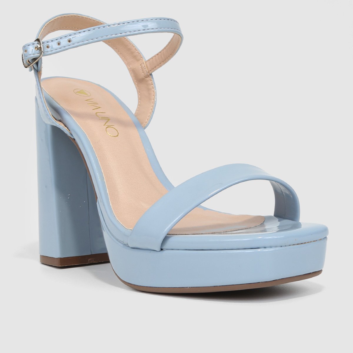 Miniatura Sandália Meia Pata Via Uno Salto Alto Feminina Azul - 34