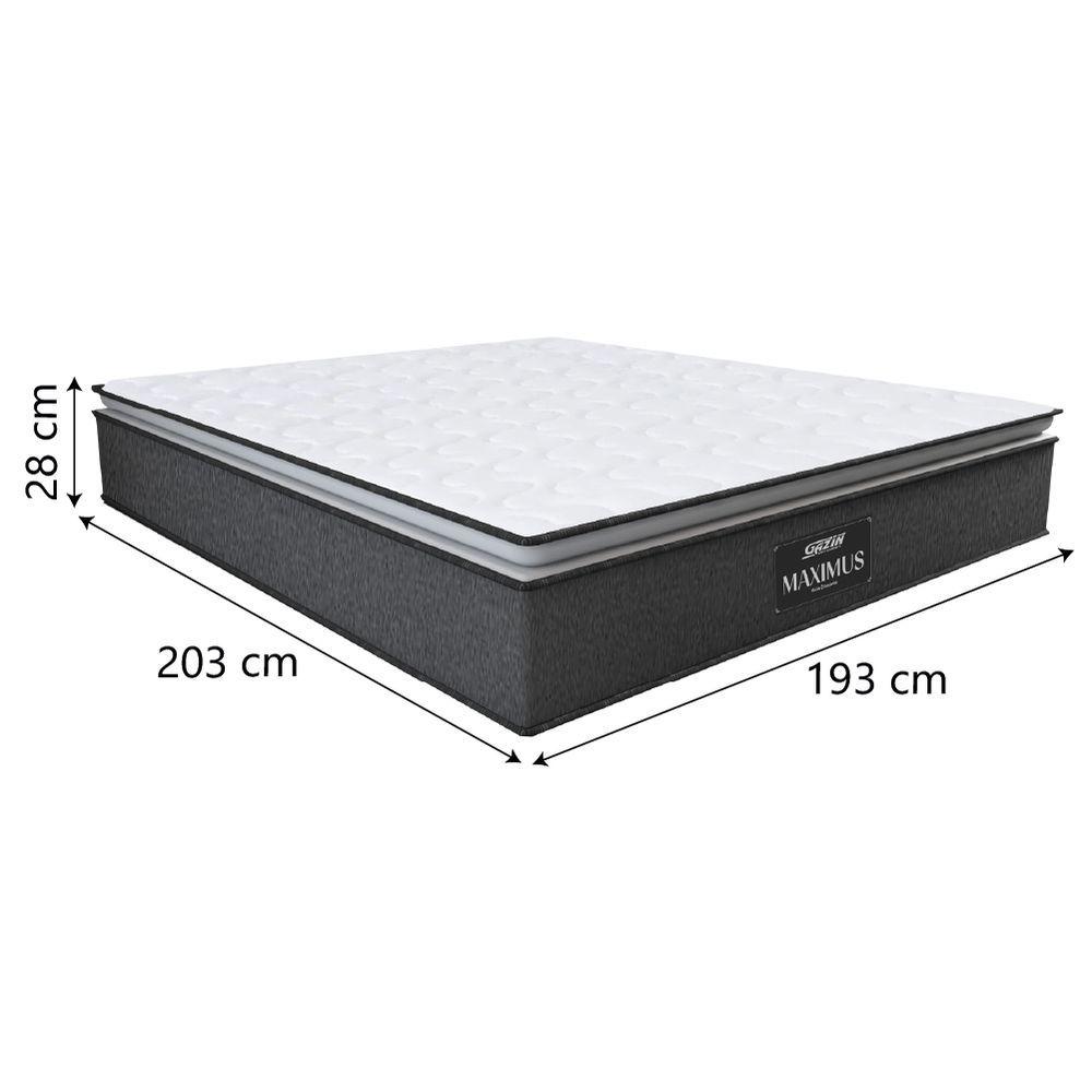 Miniatura Colchão Casal King Gazin Molas Ensacadas Pillow Top Maximus 193x203x28cm Cinza - Branco Cinza-bran