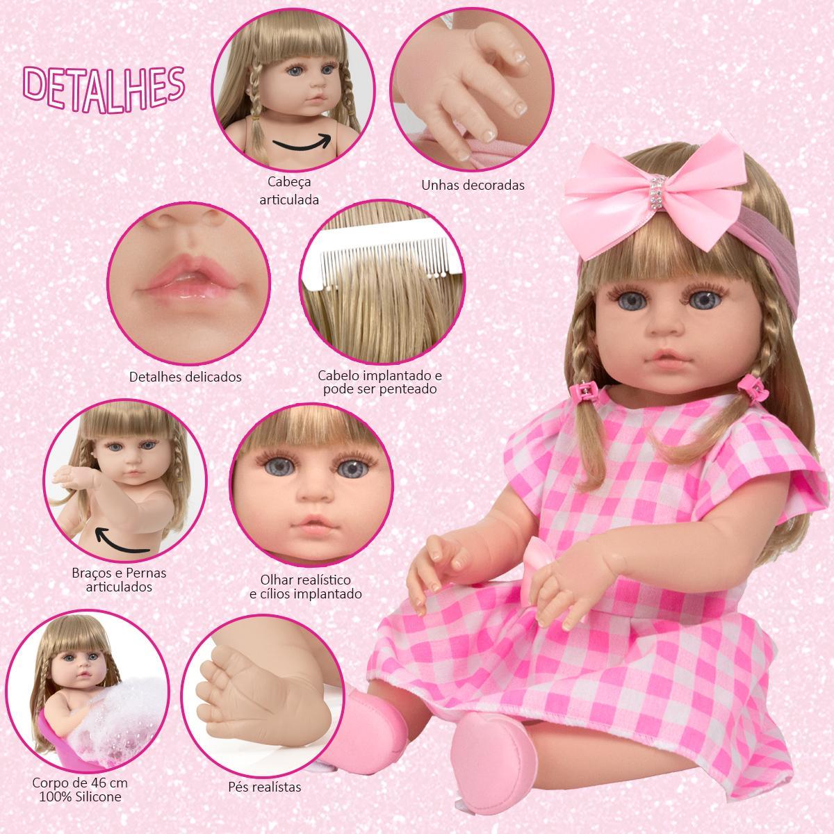 Miniatura Boneca Bebe Reborn Realista Menina Loira Barbie Pode Banho