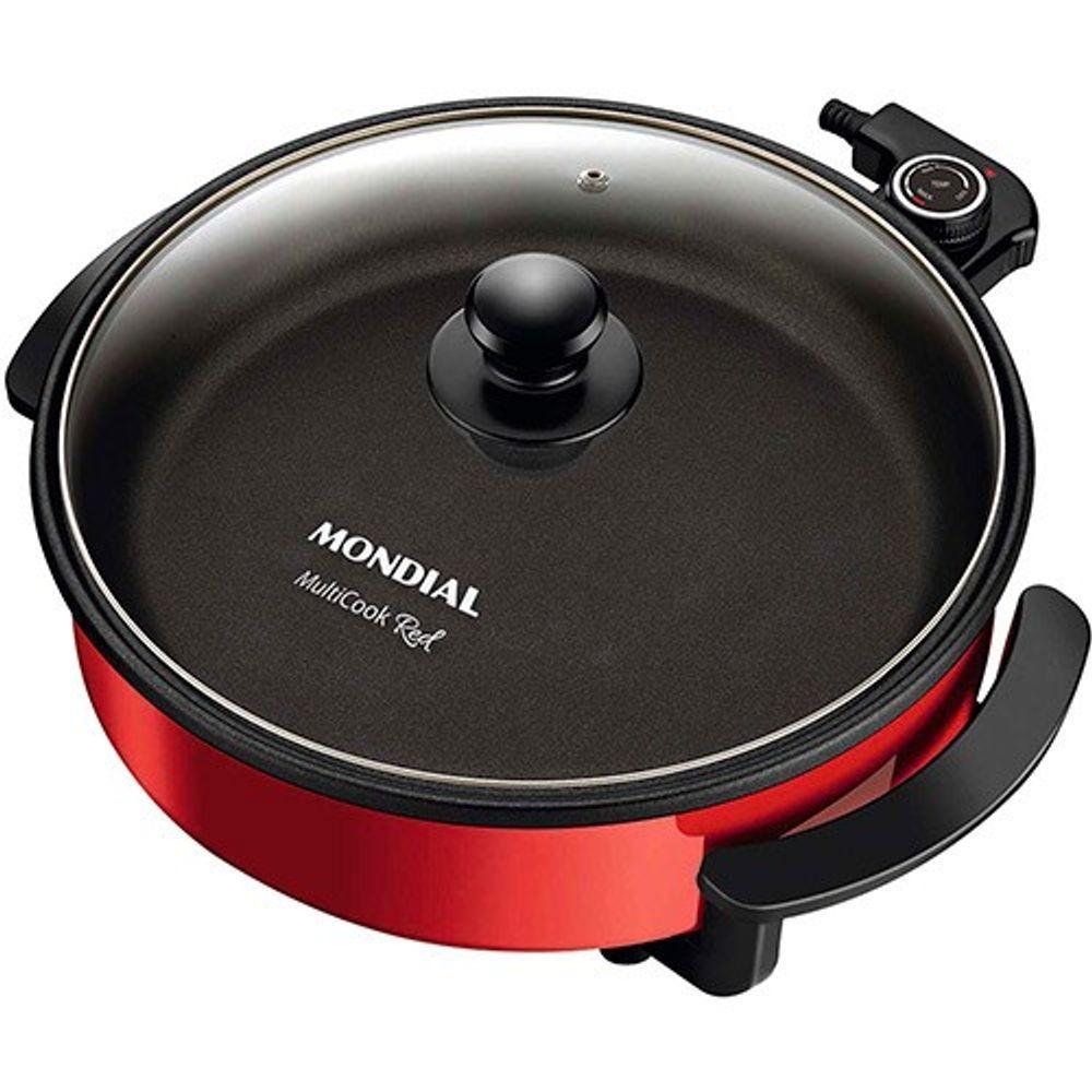 Miniatura Panela Grill Eletrica Mondial Antiaderente 1200w Ellegance Red 220V