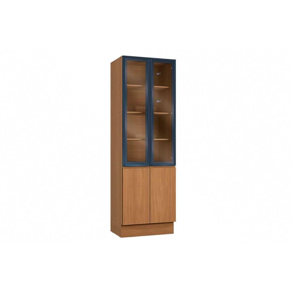Miniatura Módulos De Cozinha Ciela Cristaleira Ciela R631 Com 4 Portas 2 Com Vidro 70x220cm Canela Azul