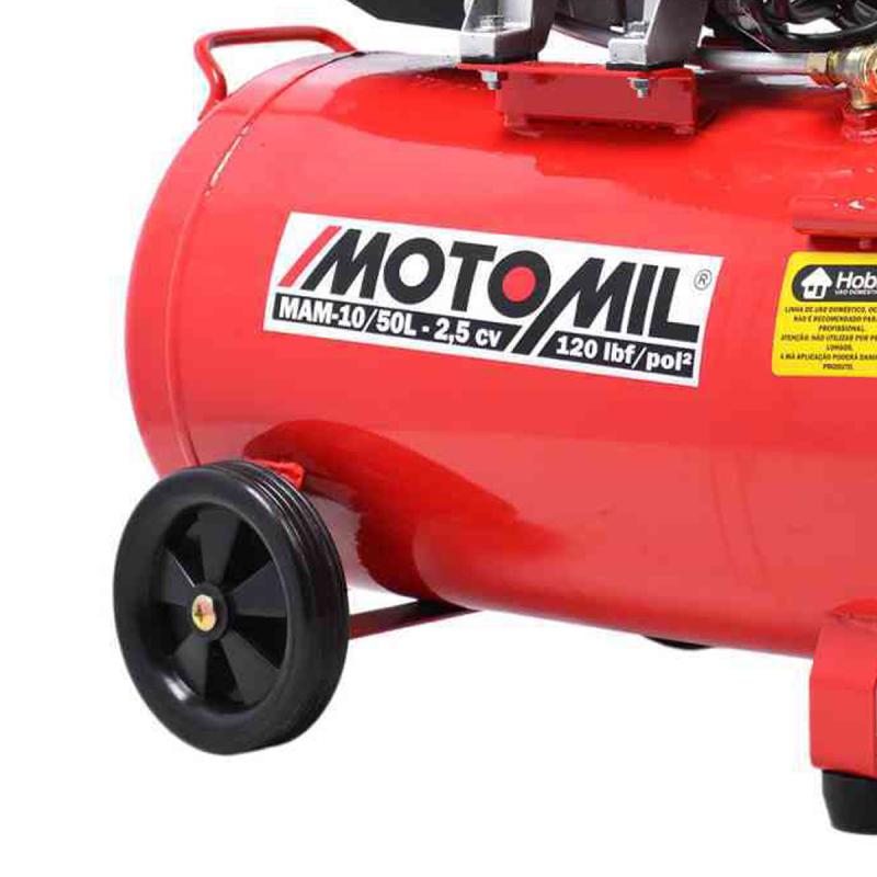 Miniatura Compressor de Ar 8,8 PÉS 50 Litros 2,5 HP Bivolt Mam-10/50 MOTOMIL 220V