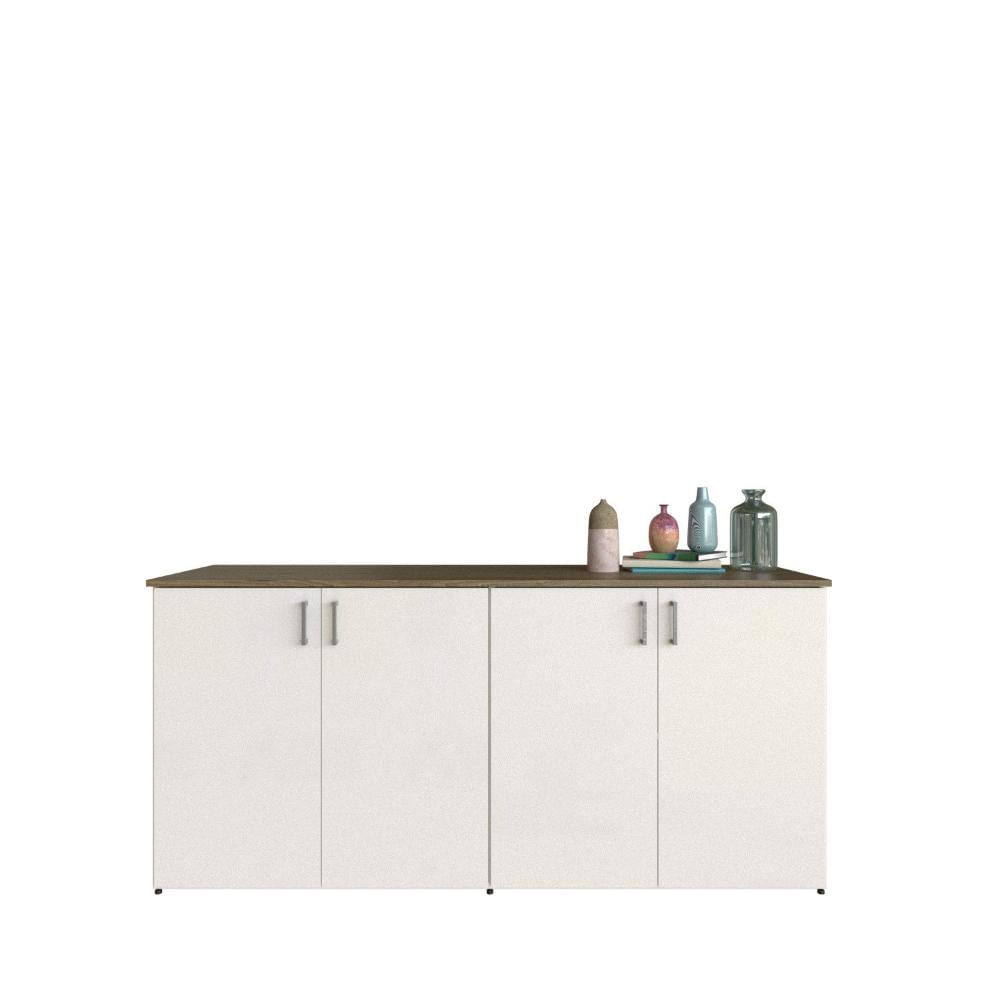 Miniatura Armário Duplo Baixo para Quarto Moderno Branco/ Mel