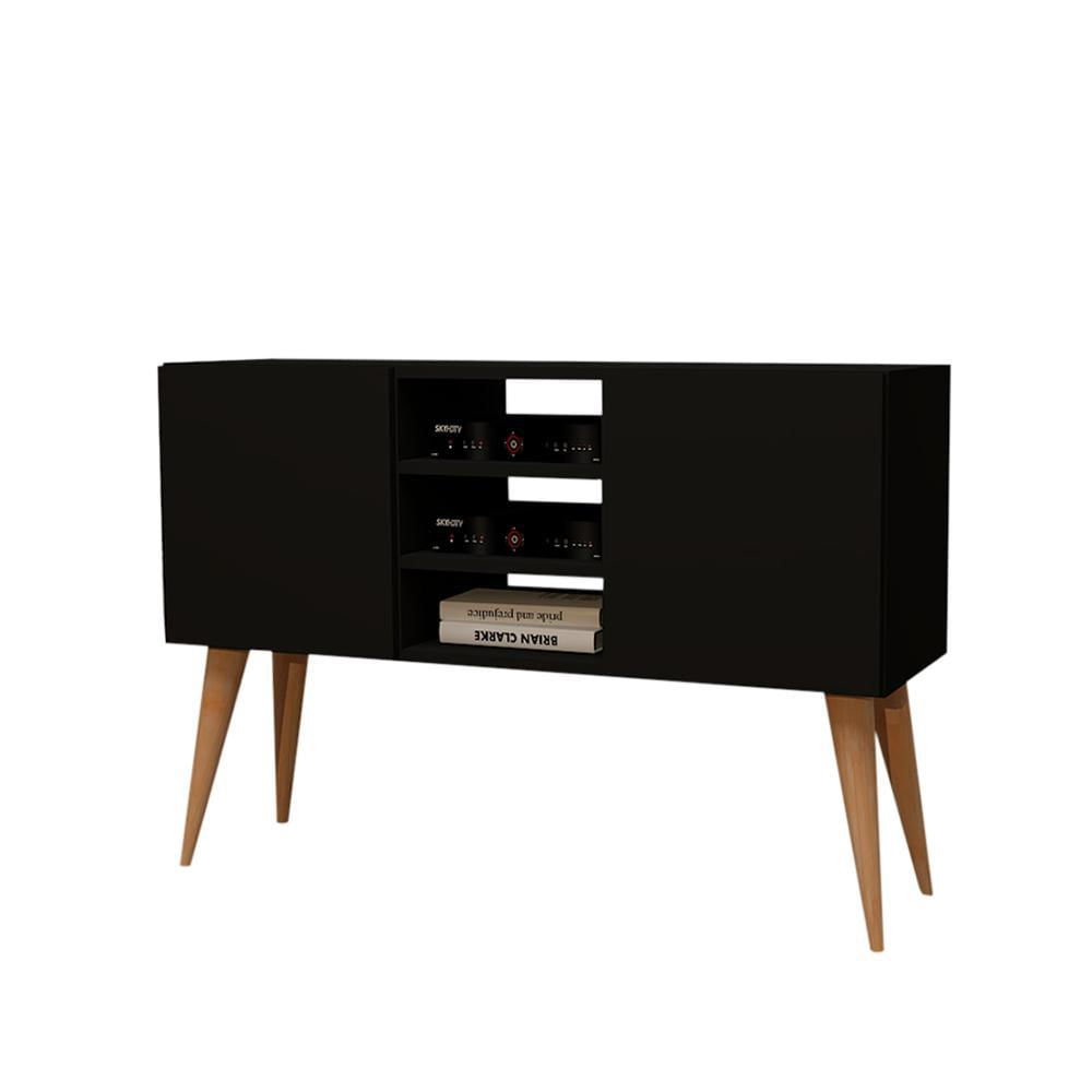 Miniatura Rack Para Tv Com Pés Palito Arapoti Preto - Moveise