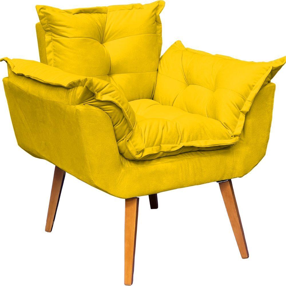Miniatura Poltrona Decorativa Alice Pé Trapézio 30cm Castanho - Amarelo Suede