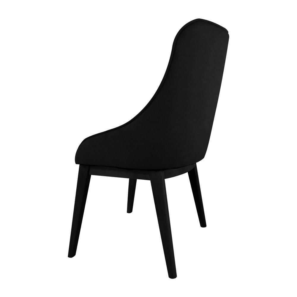 Miniatura Kit 2 Cadeiras De Jantar Elisa Nobre Estofada Liso Tecido Sintético Preto Base Madeira Maciça Preto