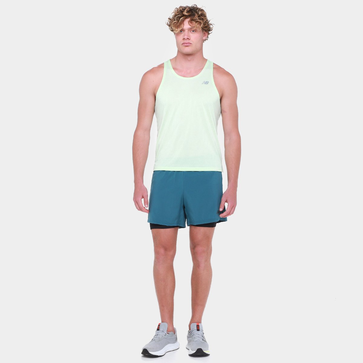 Regata New Balance Atlhetics Run Masculina Verde claro - GG