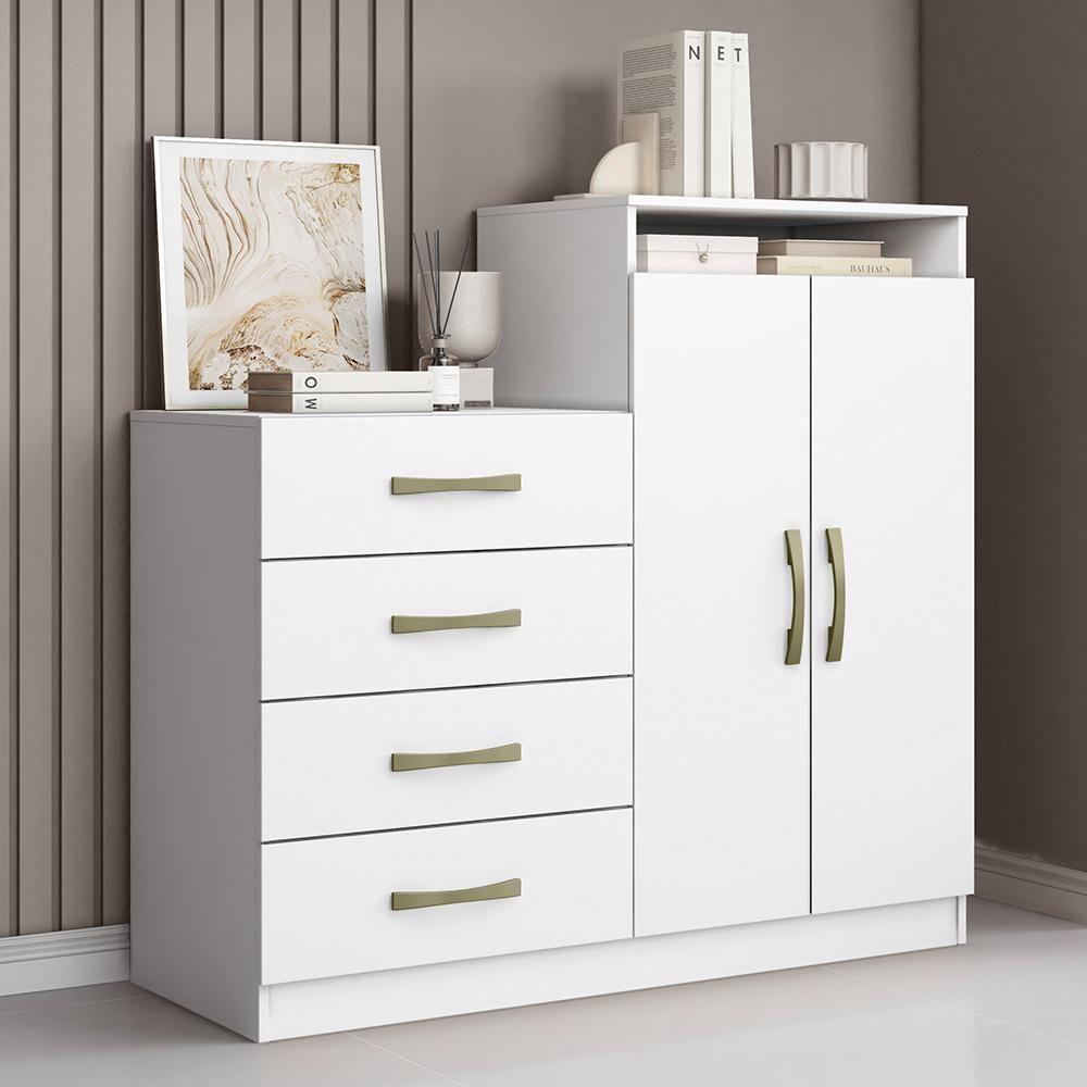 Miniatura Cômoda Londres 2 Portas E 4 Gavetas Branco - Aramóveis Branco