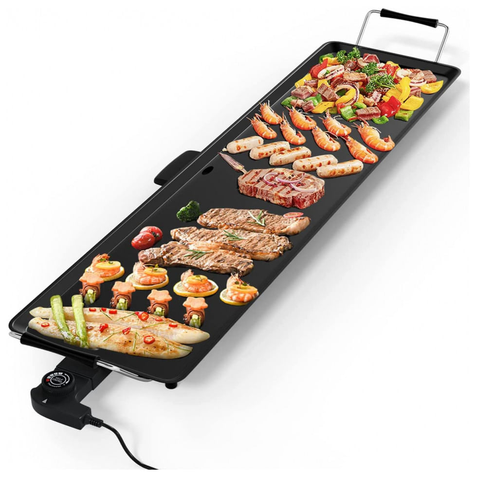 Miniatura Churrasqueira Grill Elétrica para até 12 Pessoas com Pingadeira e Temperatura Ajustável, 110V, ARLIME, Preta