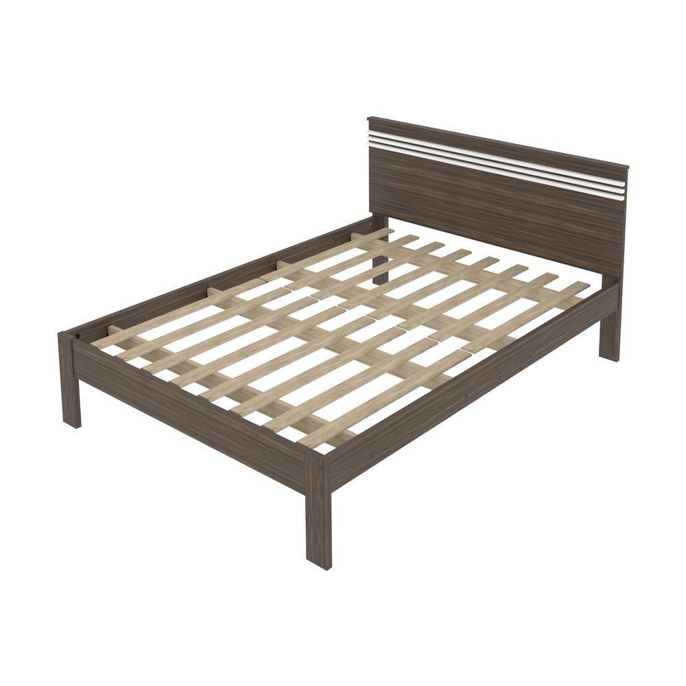 Miniatura Cama De Casal Para Colchão 138 X 188 Cm Cr35013 Nogal/Branca
