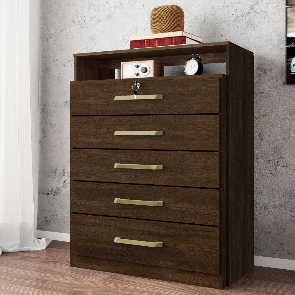 Cômoda com 5 Gavetas Multimóveis CR40116 Ébano