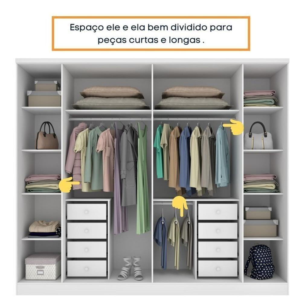 Guarda-Roupa 6 Portas Portugal E Comoda 5 Gavetas Premium Espresso Móveis Branco/Neve