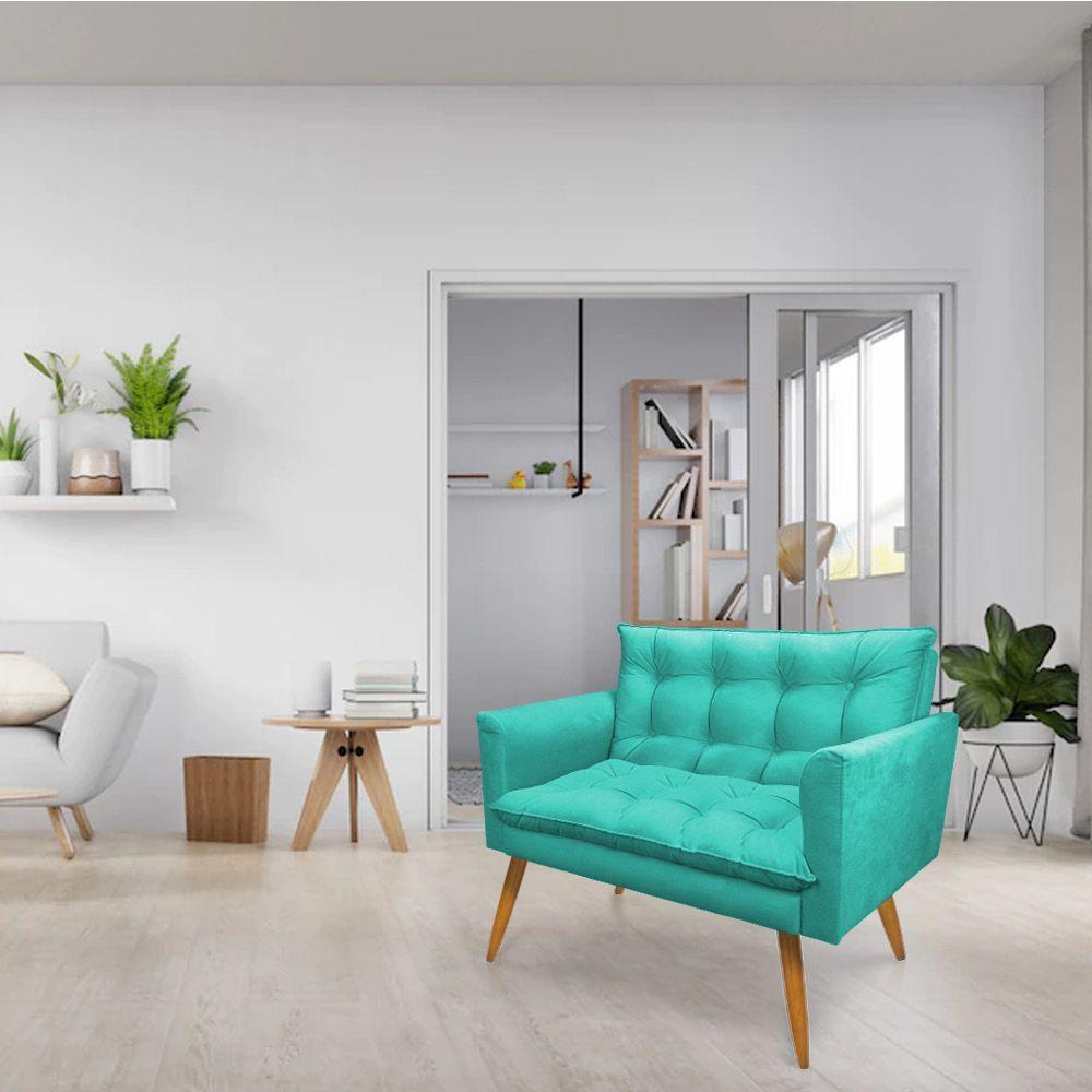Kit Poltrona Namoradeira 2 Lugares Azul Turquesa