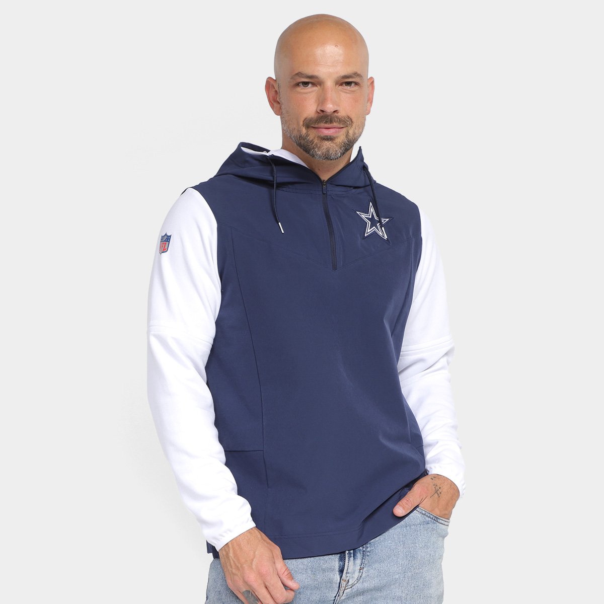 Miniatura Jaqueta NFL Dallas Cowboys Nike C/ Capuz Masculina Marinho - EGG