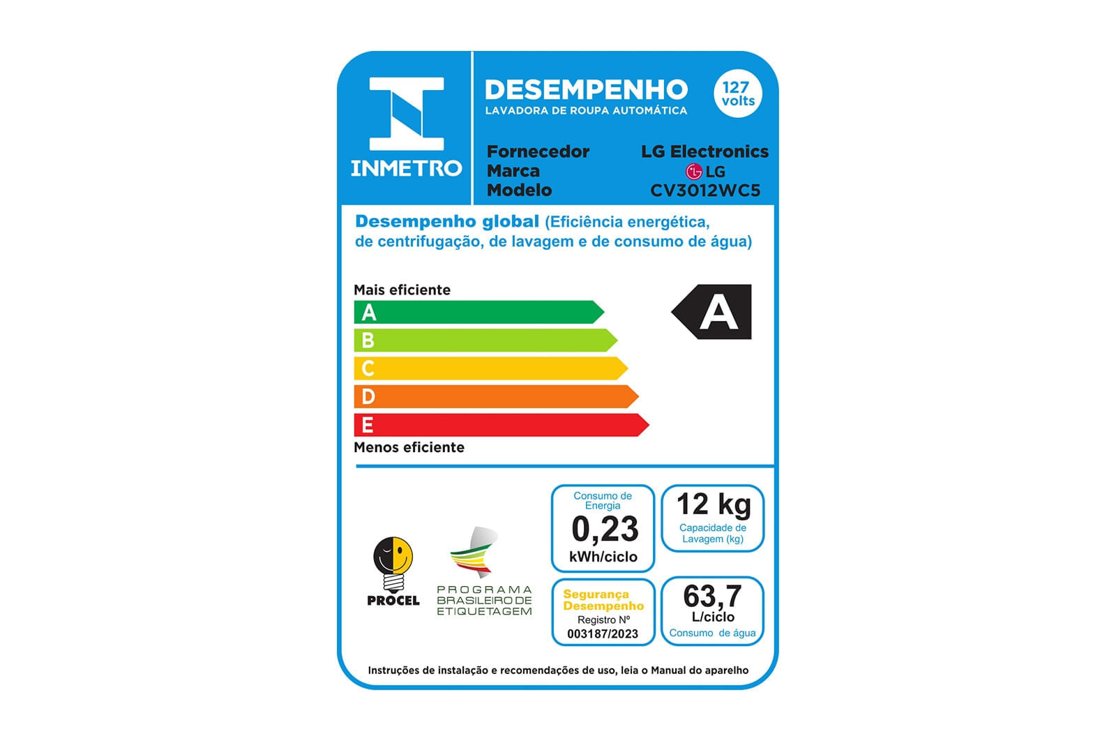 Lava e Seca LG VC5 12kg Branca com Inteligência Artificial AIDD™ (CV3012WC5) - 127v
