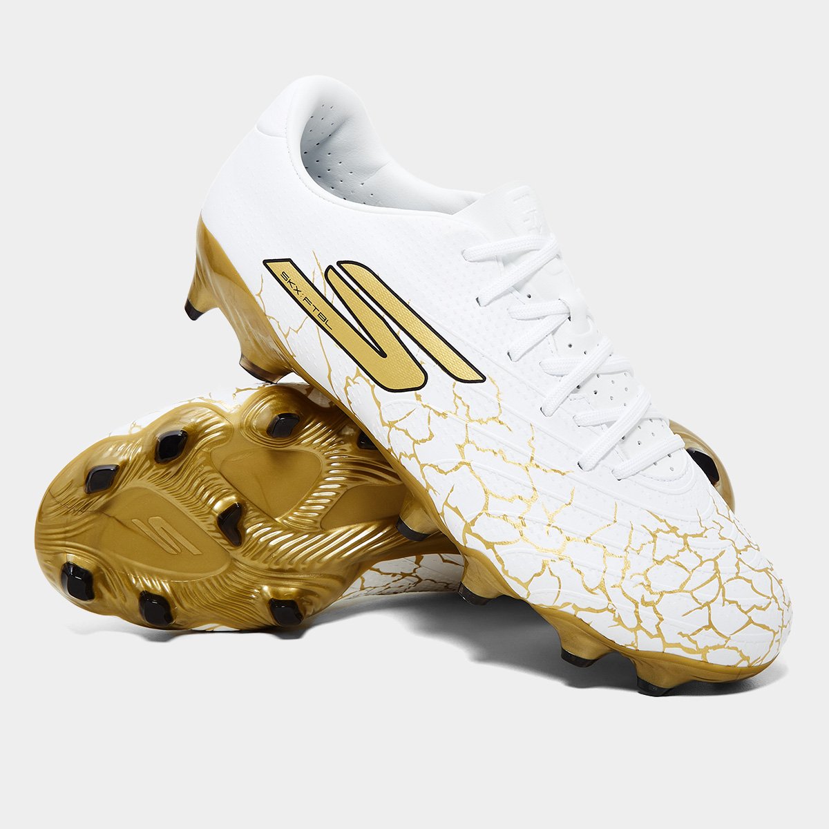 Miniatura Chuteira Campo Skechers SKX_01 Gold FG Masculina Branco+dourado - 38