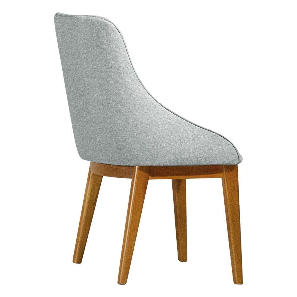 Miniatura Kit 2 Cadeiras De Jantar Estofada Anatômica Linho Cinza Base Madeira Maciça Mel Cinza