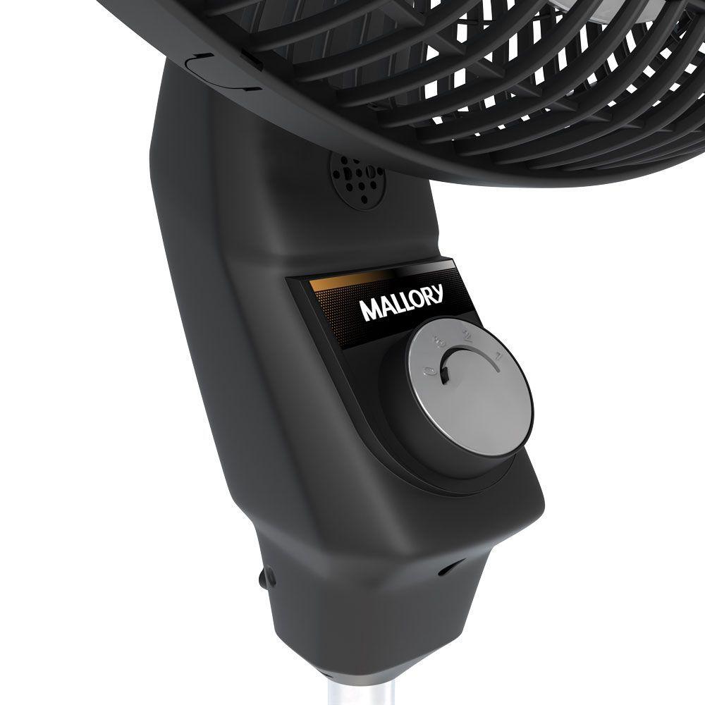 Miniatura Ventilador De Coluna Mallory Éolo 6 Pás 126W Preto e Grafite - 110V