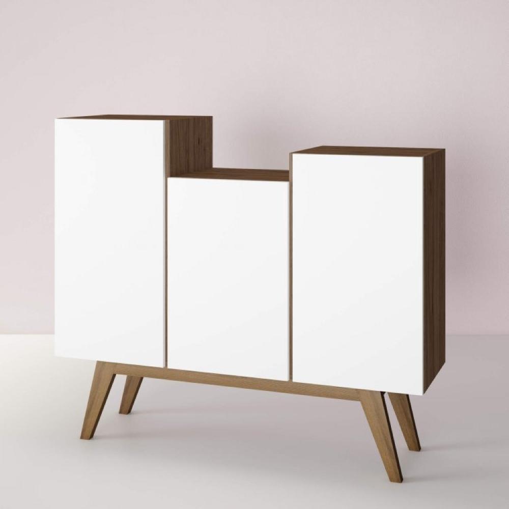 Miniatura Conjunto Rack para TV até 48 Polegadas 2 Portas e Buffet 3 Portas Elegance Estilare Branco Madeirado/Off White