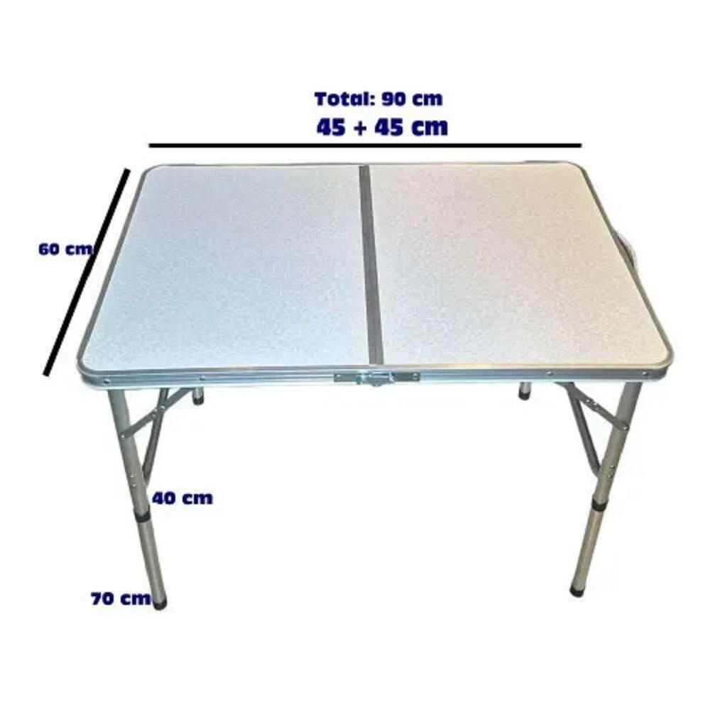 Miniatura Mesa Dobrável Vira Maleta De Alumínio E Mdf 90X60Cm Titanium