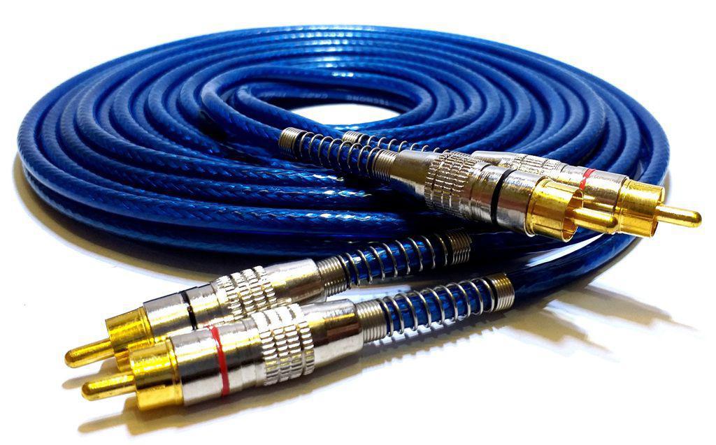 Miniatura Kit Cabo Rca Blindado 5 Metros E 2 Y 2M/1F Para Amplificador