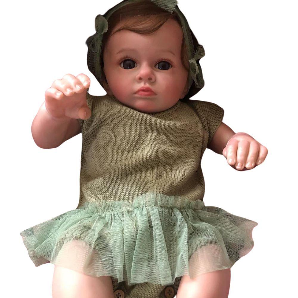 Miniatura Bebê Reborn Menina Corpo Todo em Vinil de Silicone Olhos Abertos Realista