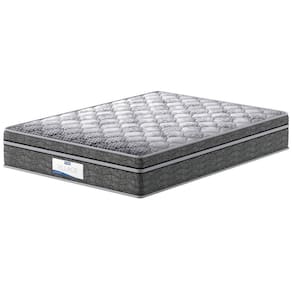 Miniatura Cama Box de Casal Probel Village D28 com Molas Ensacadas e Pillow Euro 68x138x188cm - Branco/Preto