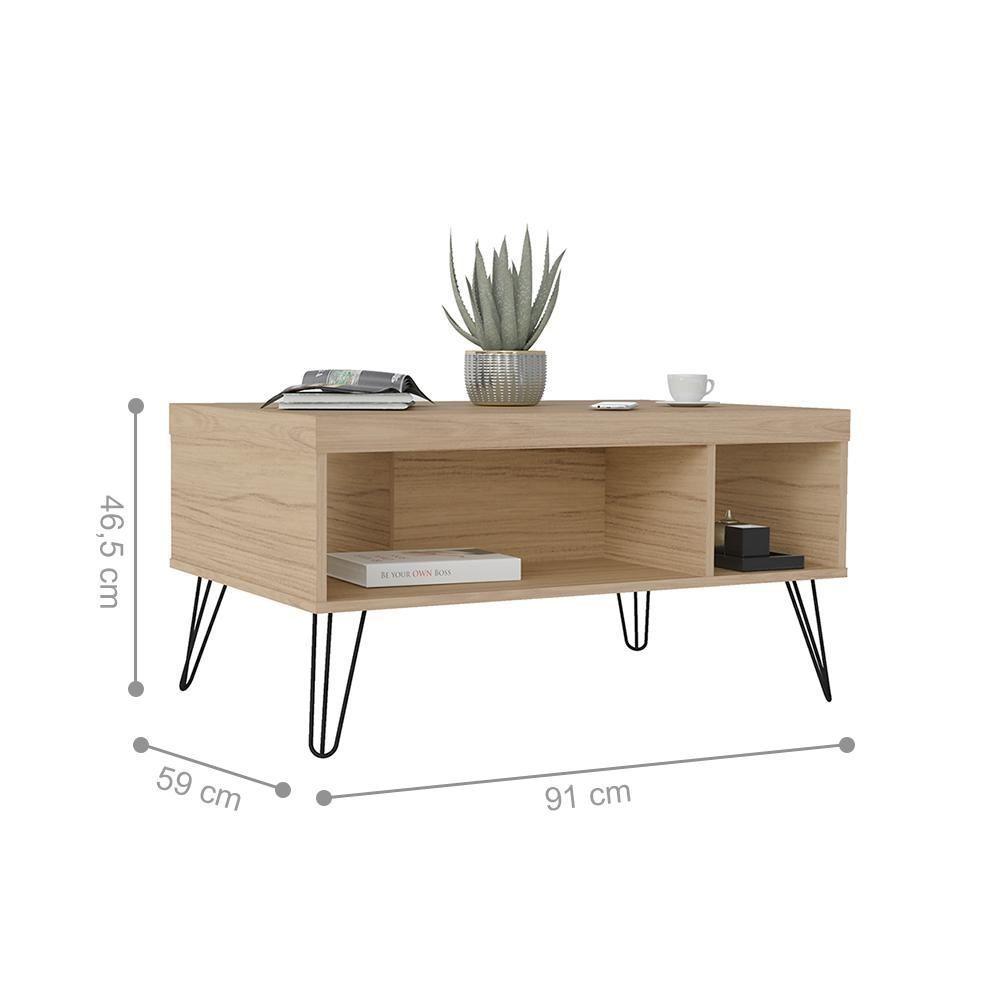 Miniatura Jogo Mesa De Centro E Rack Ekaterinburg Carvalho Off White