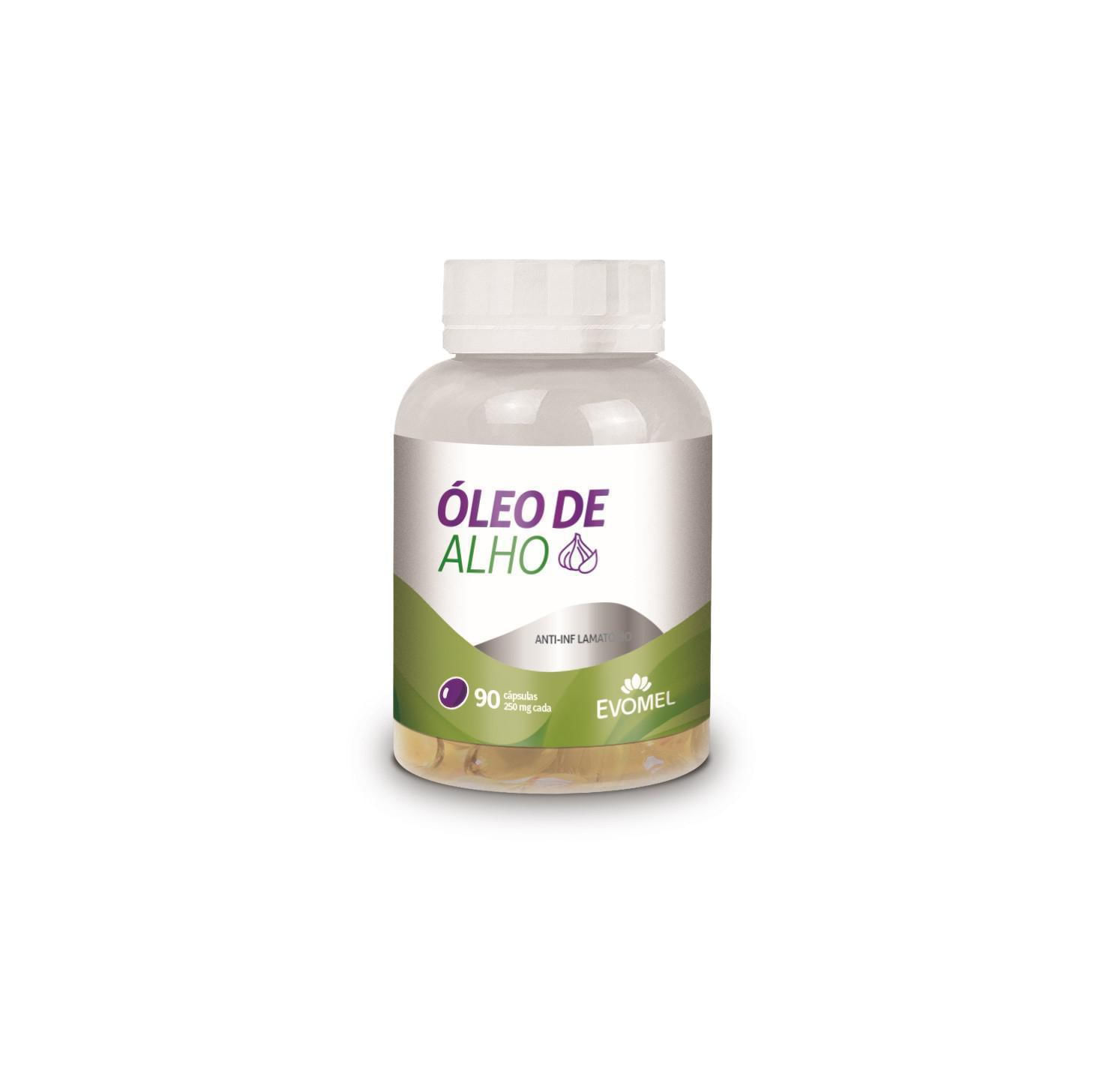 Miniatura Óleo De Alho Evomel Com 90 Capsulas 250 Mg
