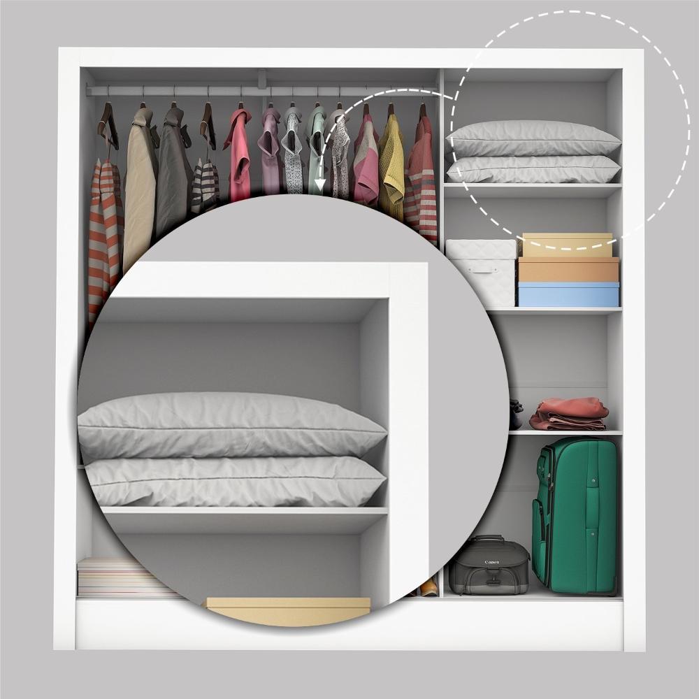 Guarda Roupa Casal 3 Portas com Espelho Porto Plus Espresso Móveis Branco Freijo