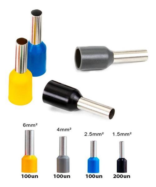 Miniatura Kit Terminal Conector Tubular Ilhós 1,5/2,5/4,0/6Mm - 500Un