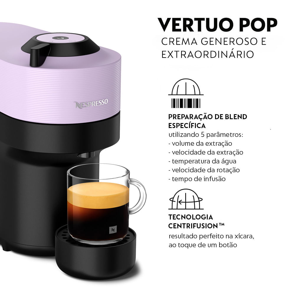 Cafeteira Nespresso Vertuo Pop Lilás para Café Espresso - GDV2BR 110