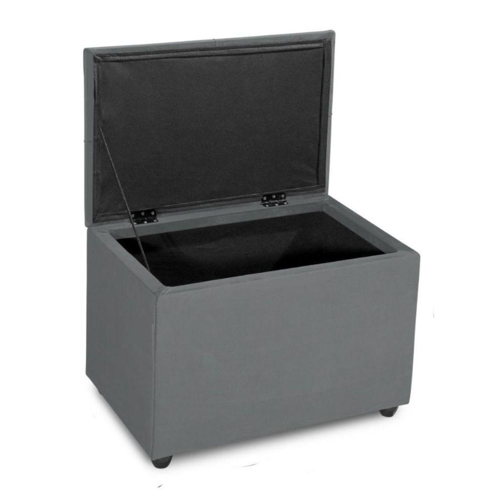 Miniatura Puff Baú 60cm Decorativo Sala Estar Quarto Multiusos Veludo Cor cinza