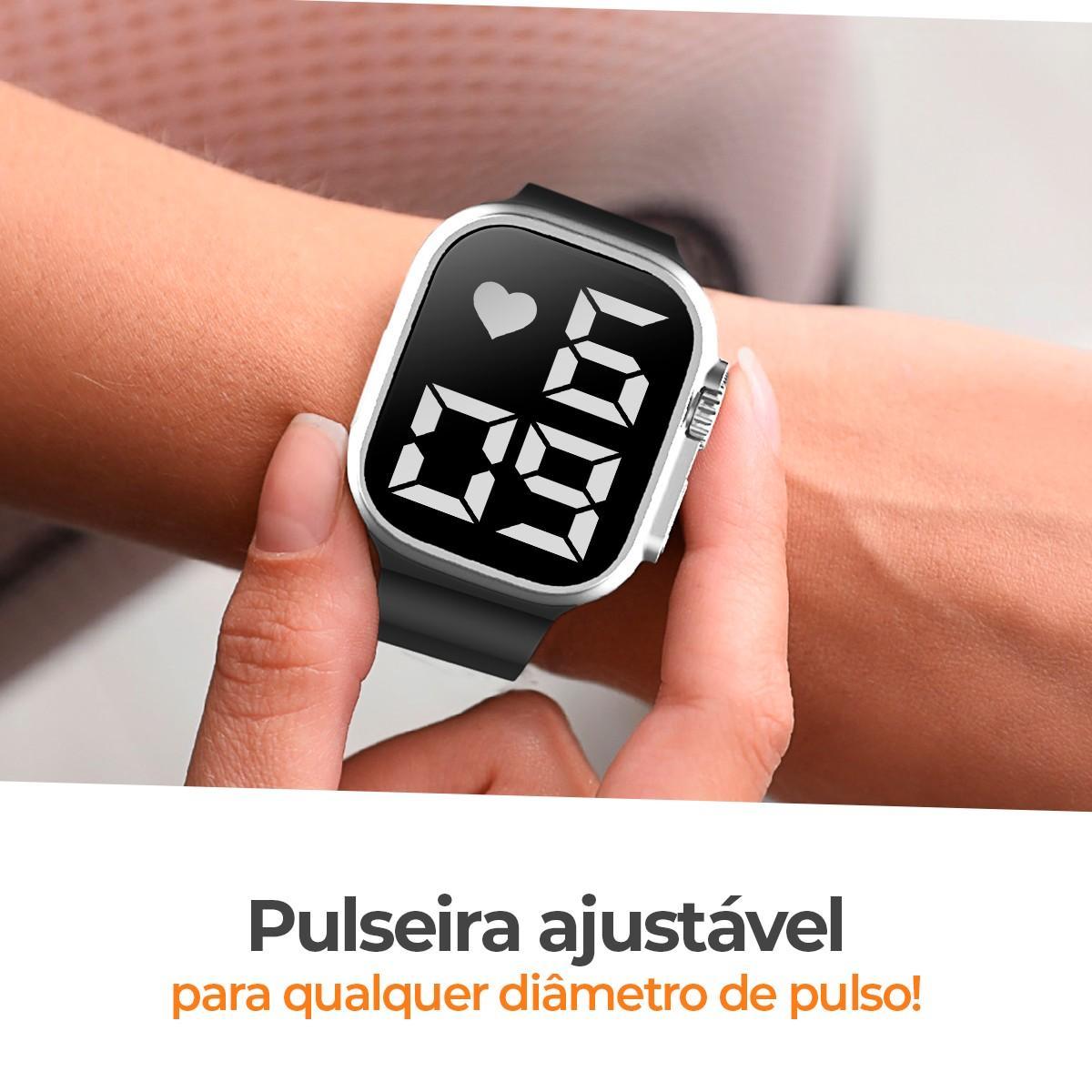 Miniatura Relógio Feminino Orizom LED Ultra Prata | Pulseira Silicone | Caixa Premium