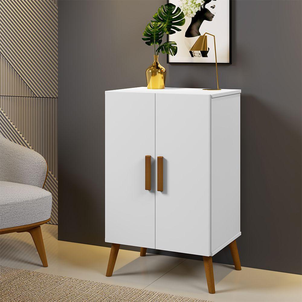 Miniatura Organizador Cali Branco Base Madeira Maciça E Mdf 2 Portas