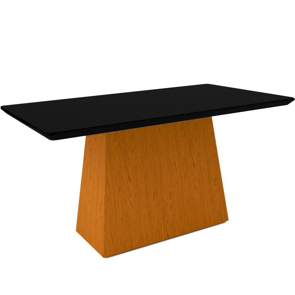 Miniatura Mesa De Jantar 6 Lugares Tampo De Madeira Com Vidro 1,60cm