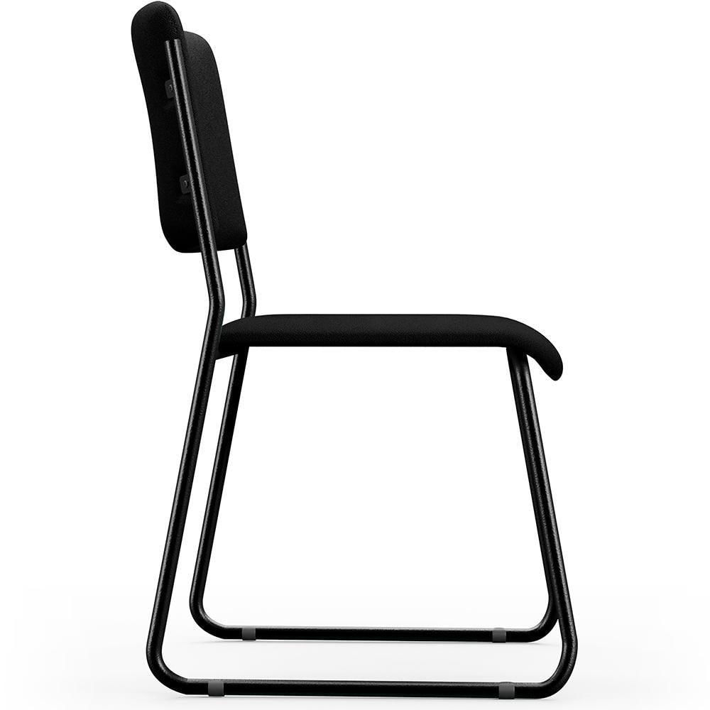 Kit 04 Cadeiras Hoteleira Auditório Empilhável Inter L02 Crepe Preto - Lyam Decor