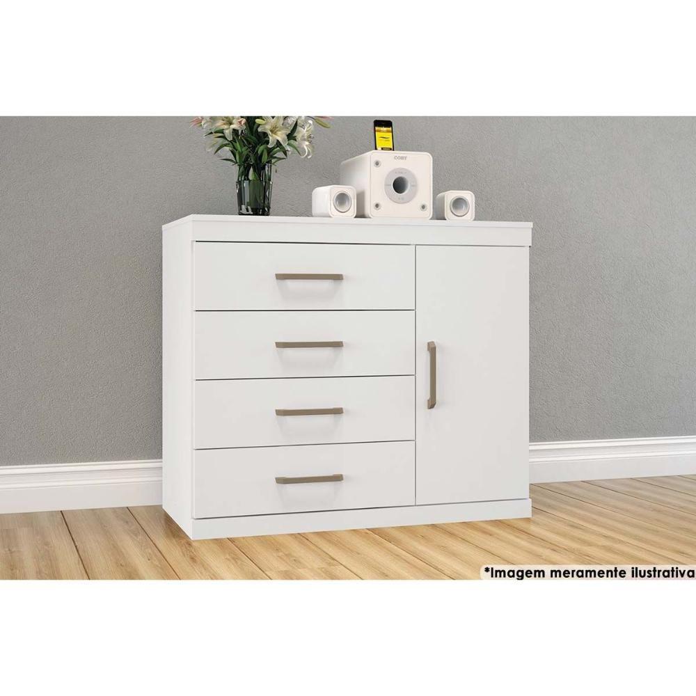 Miniatura Cômoda De Quarto 1.4 Plus C/ 1 Porta E 4 Gavetas Branco - Santos Andirá