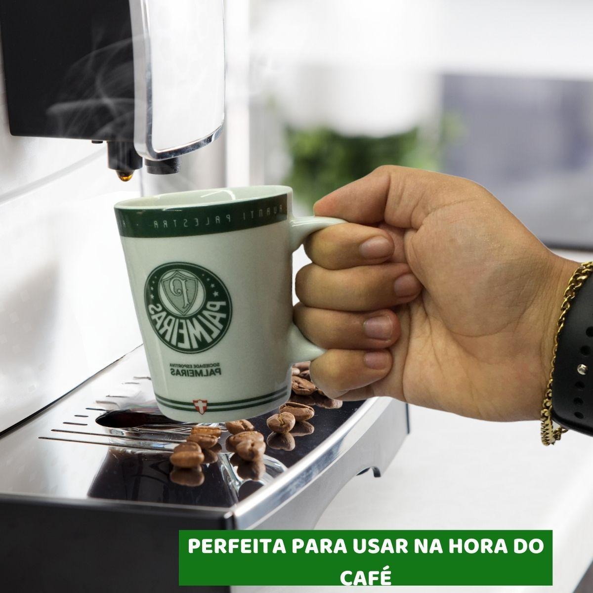 Kit 1 Caneca Xícara Porcelana Café + Caneca Verde Gel