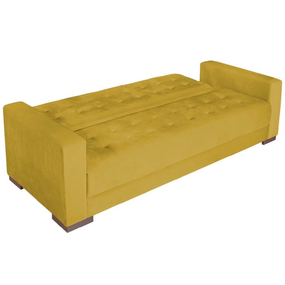Miniatura Sofá Cama 3 Lugares Suede Ipanema Amarelo