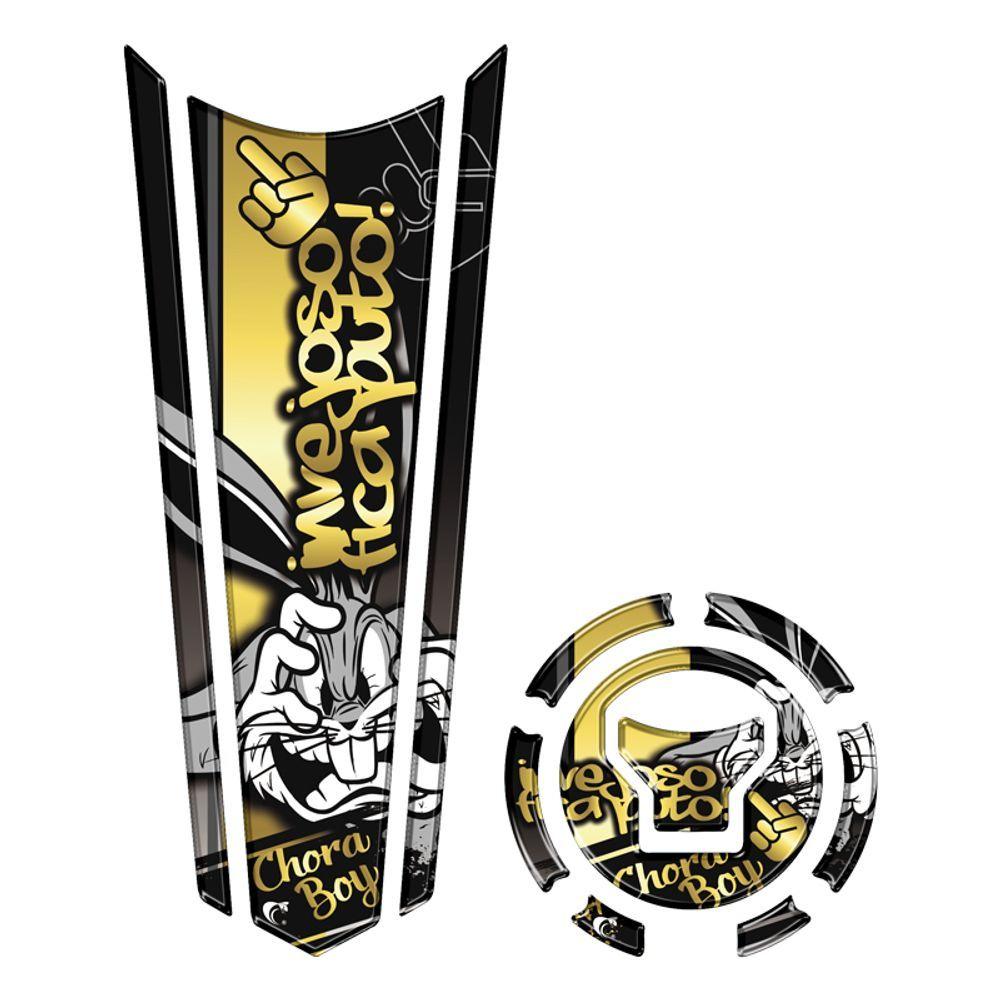 Miniatura Adesivo Protetor Tanque E Bocal Gravata Honda Ano Acima 2018 Pernalonga Cor Dourado