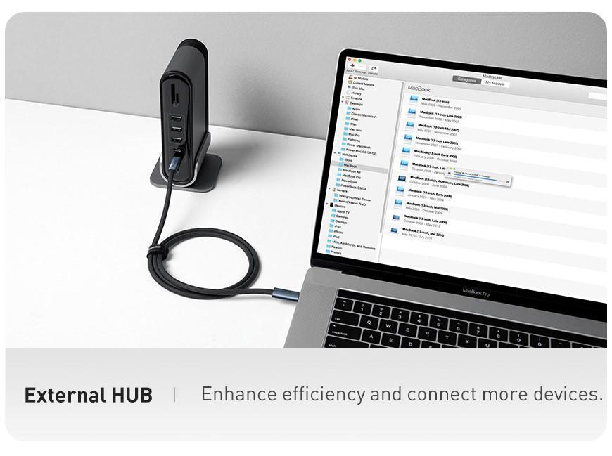 Cabo Usb Tipo C Thunderbolt 4 Baseus 40Gpbs Pd 100W Video 8K