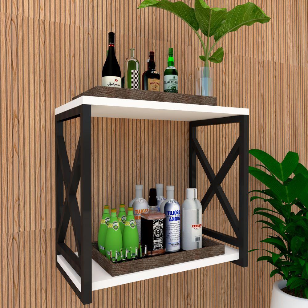 Miniatura Adega Bar Industrial Para Bebidas Prateleira Dupla Branco