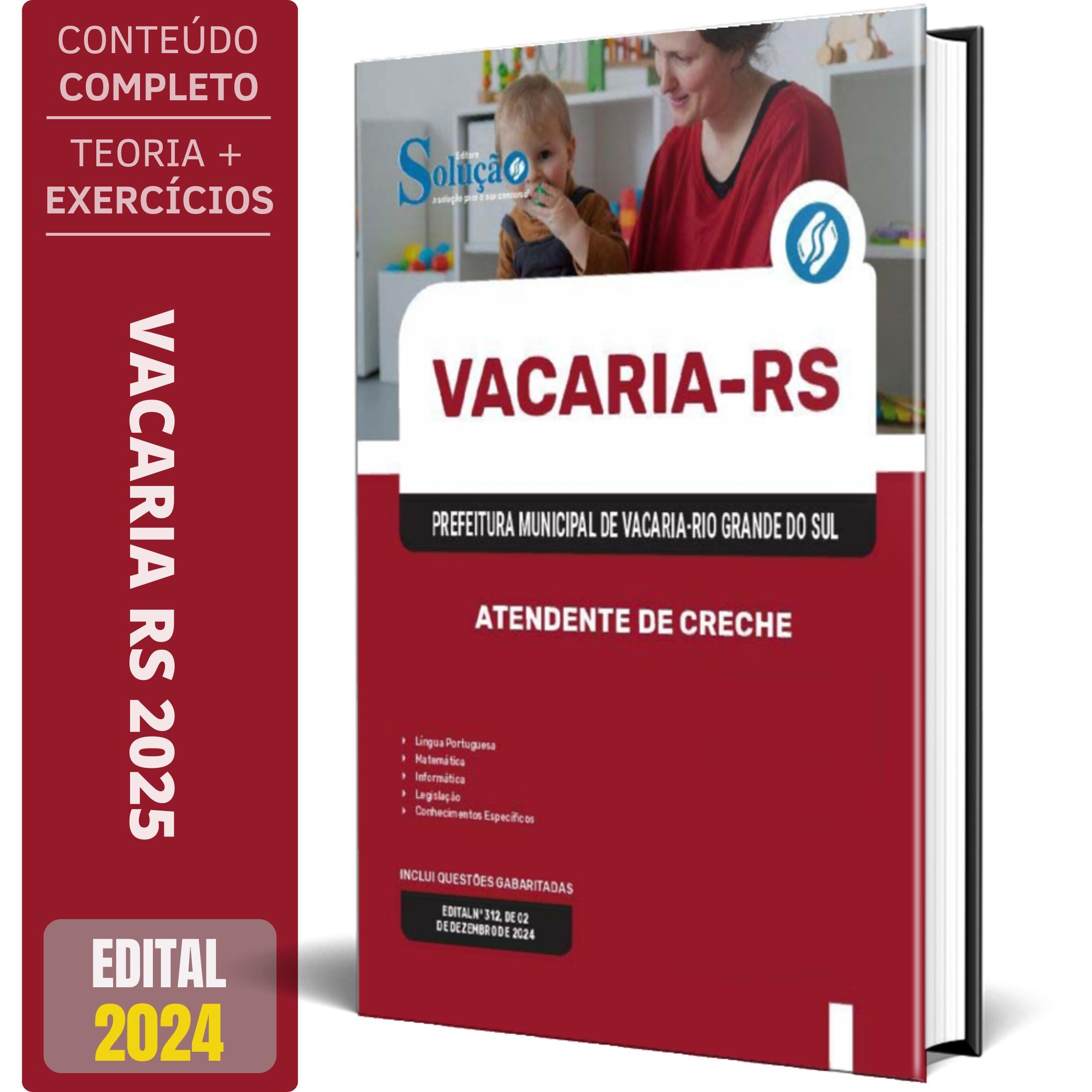 Miniatura Apostila Prefeitura De Vacaria Rs 2025 - Atendente De Creche