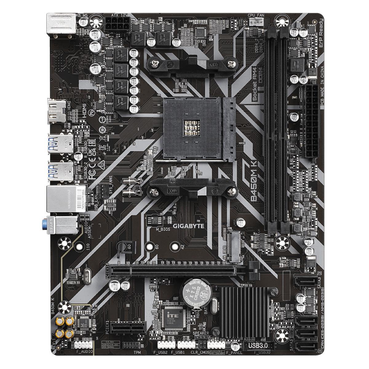 Miniatura Placa Mãe Gigabyte B450M K 1.0 DDR4 HDMI AM4 Ryzen Socket