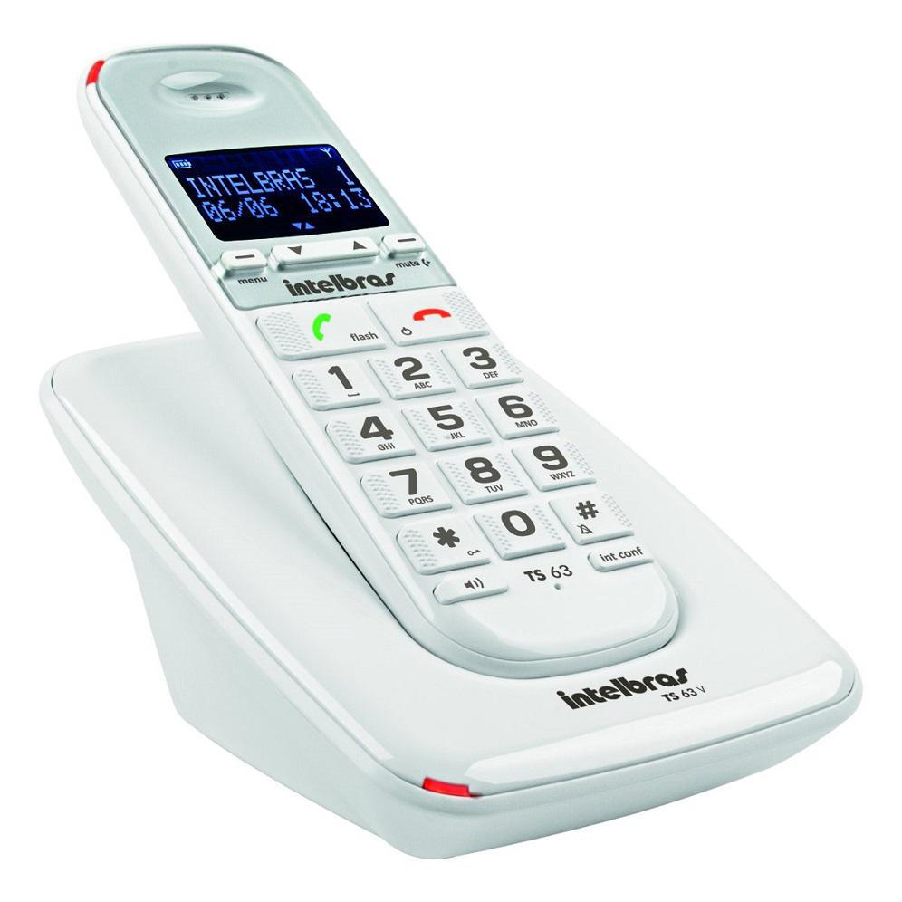 Miniatura Telefone Sem Fio Digital Ts 63 V Branco Intelbras Com Id Telefone - Intelbras - Sem fio