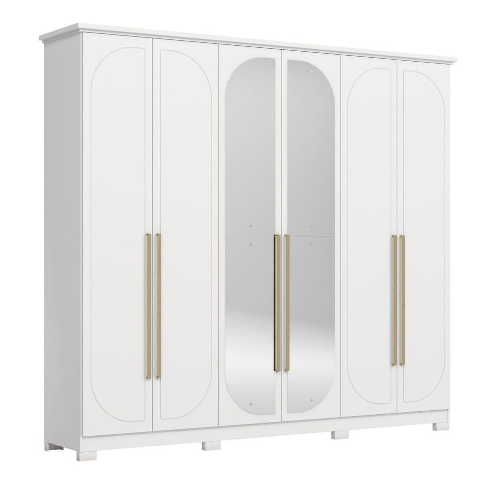 Miniatura Guarda-Roupa Casal Nova York Prime 6 Portas com Amortecimento 6 Gavetas com Usinagem Expresso Móveis Branco