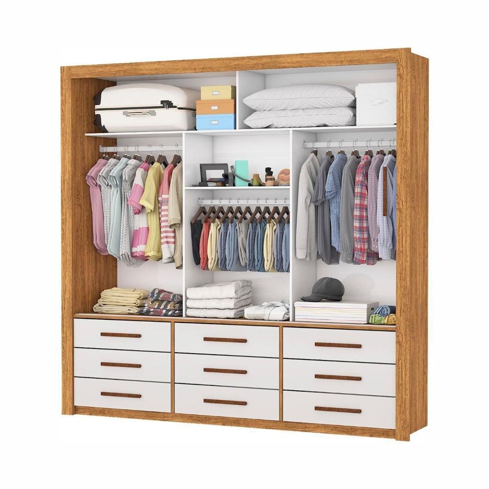 Miniatura Guarda-roupa 3 Portas Correr 9 Gavetas Anjos Cinamomo/Off White