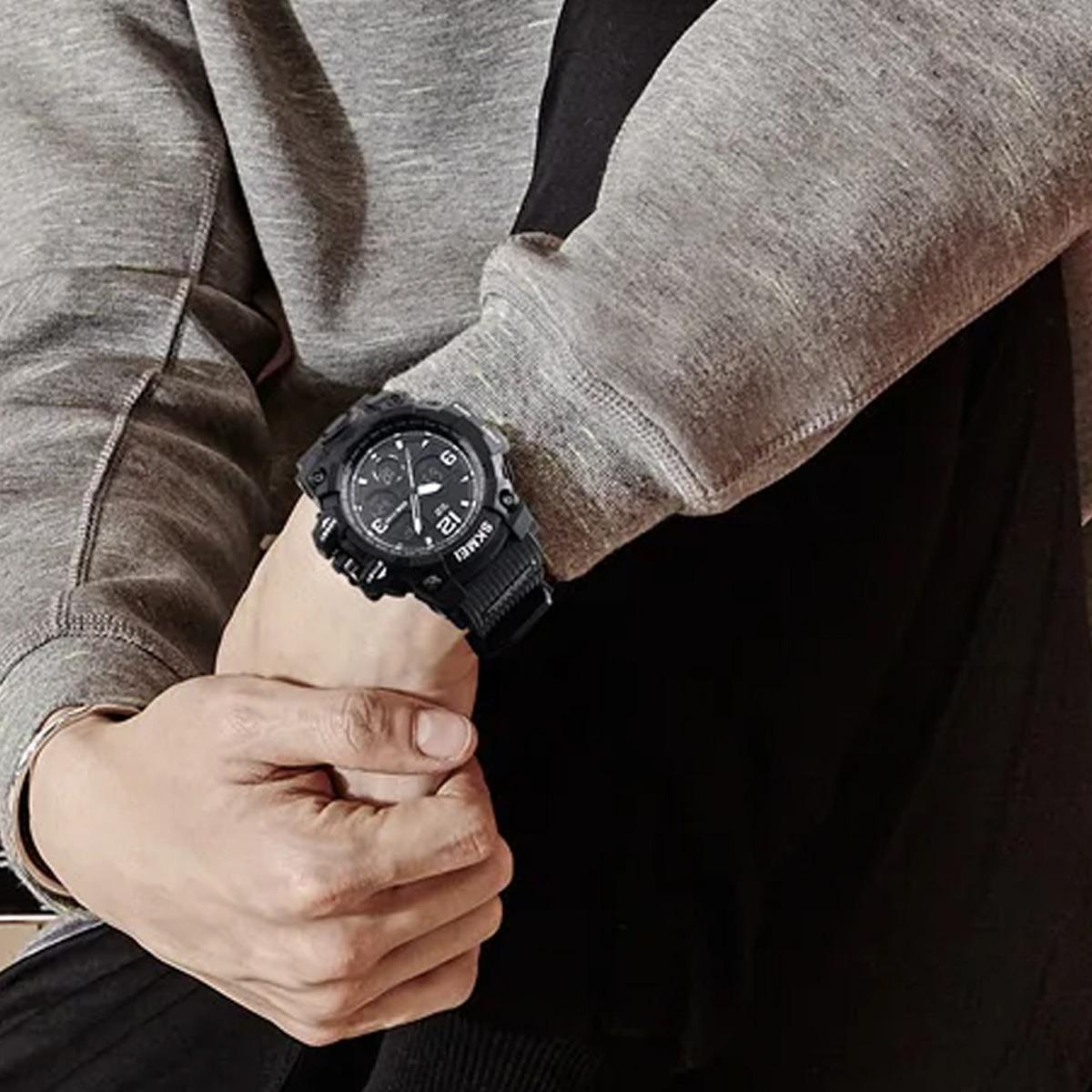 Miniatura Relógio Masculino Skmei Anadigi 1155 Preto